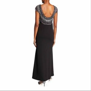 Aidan Mattox Embellished Scoop-back Black Gown